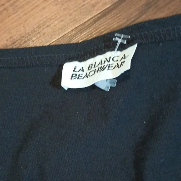 La Blanca Beachwear Mini Black Anchor Coastal Baby Doll Dress A26 - Picture 3 of 6